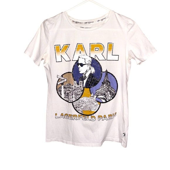 Karl Lagerfeld Paris Retro Graphic T-Shirt Size XXS - Picture 1 of 4
